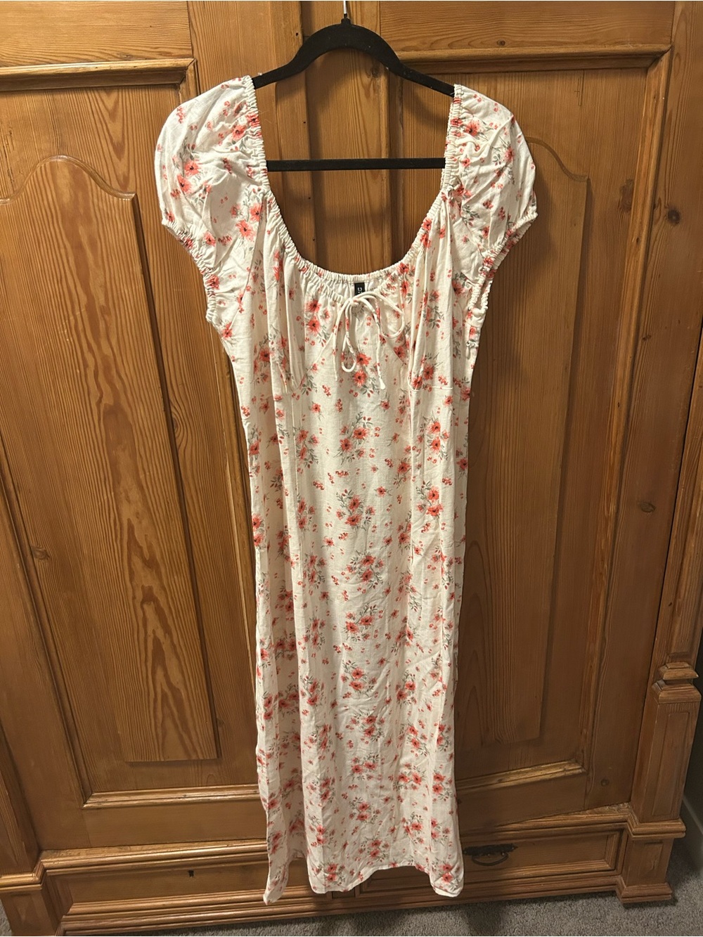 H&M White Maxi Dress with Coral Floral Print